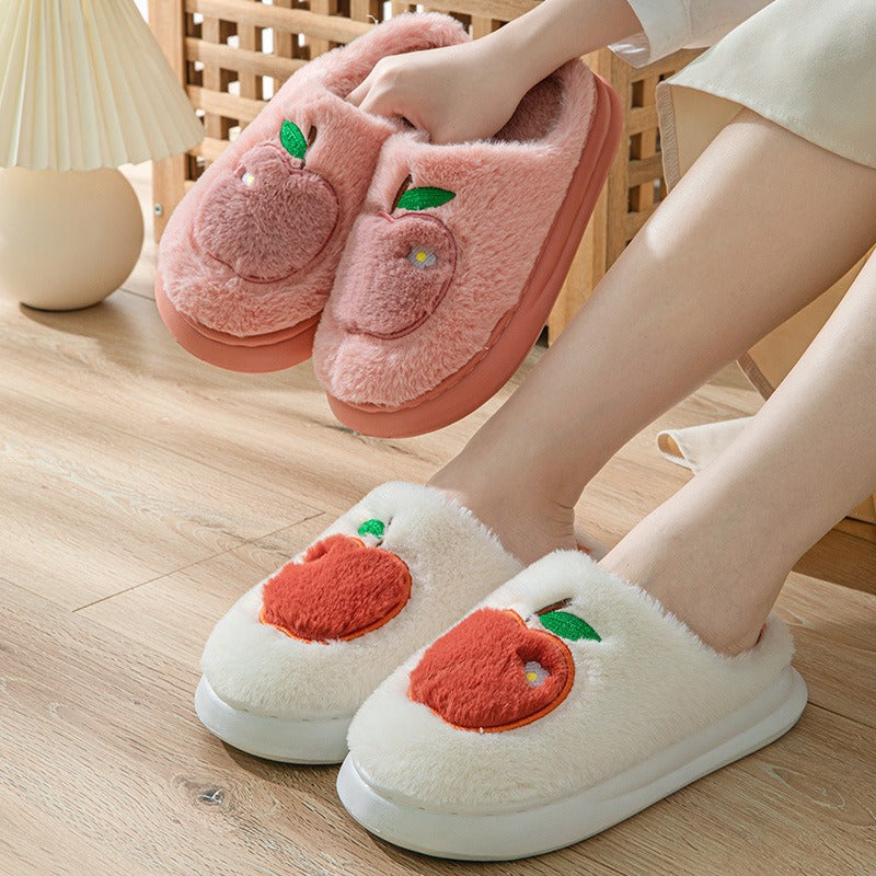 Women winter cotton slippers with heel can be worn outside to keep warm and velvet indoor home thick sole waterproof - KAISERINC