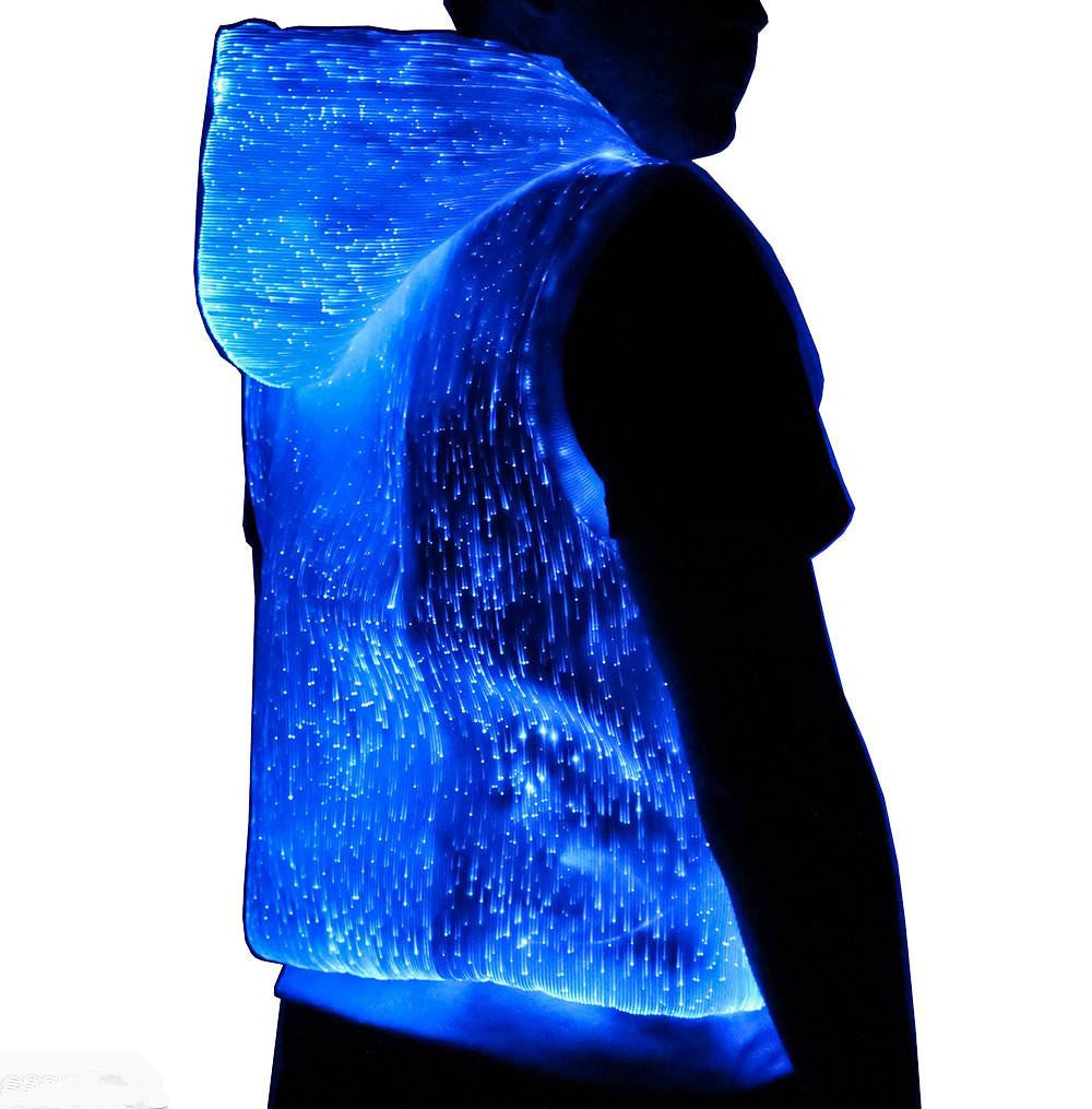 LED Tank Top luminous Men's hoodie RGB light up t shirt with hood casual men's hoodie - KAISERINC