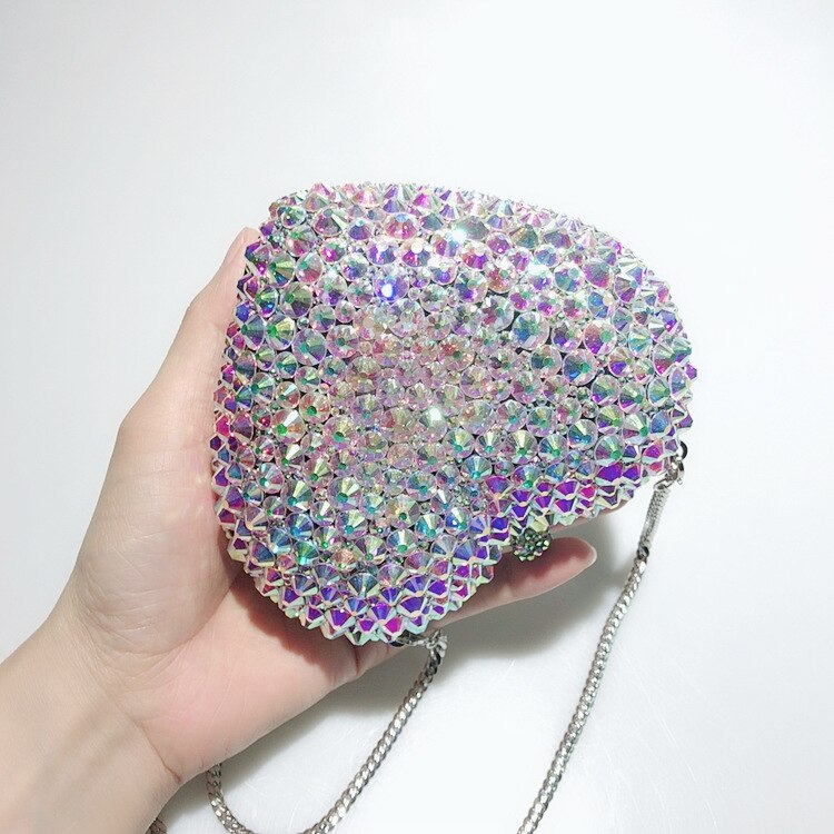 Romantic Diamond Evening Bags Heart Shape Crystal New Design Women Custom Lovely Shoulder Bags Female Wedding Dinner Purse - KAISERINC
