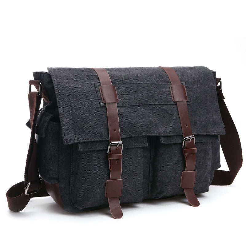 Men Business Messenger Bags For Men Shoulder Bag vintage Canvas Crossbody Pack Retro Casual Office Travel Bag - KAISERINC