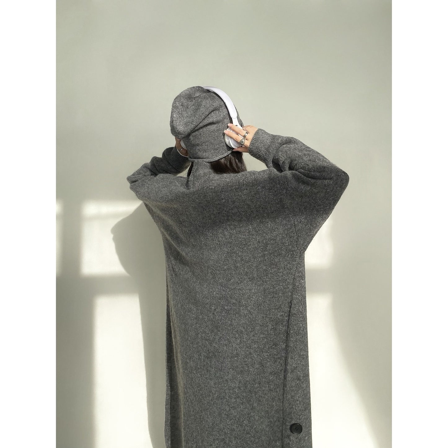 Solid Minimalist Sweaters For Women V Neck Long Sleeve Patchwork Button Casual Loose Knitting Sweater Female - KAISERINC