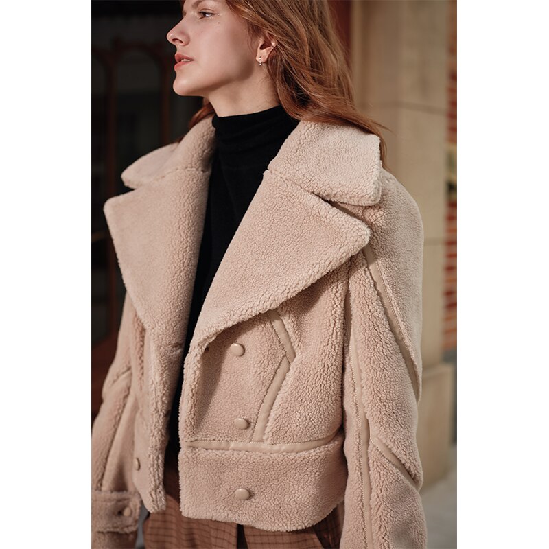 Lapel Warm Locomotive Fur One-Piece Lamb Wool Coat In Winter - KAISERINC