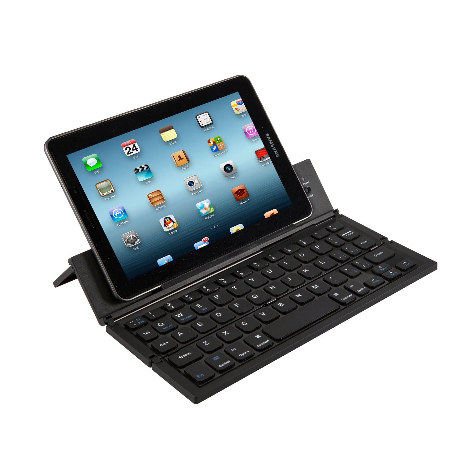 Mini blue tooth foldable pc keyboard portable notebook three fold keyboard for business laptop pad computer - KAISERINC