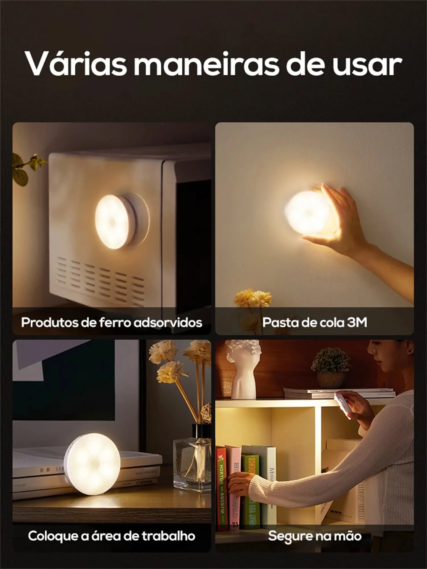 Led Night Light Motion Sensor Usb Rechargeable Night Lamp For Kitchen Bedroom Stairs Cabinet Light Wireless Cabinet