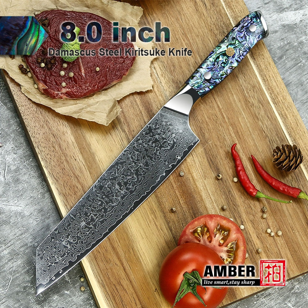 Professional Damascus VG 10 Steel Core 67 layers stainless steel Abalone handle kitchen knives set - KAISERINC