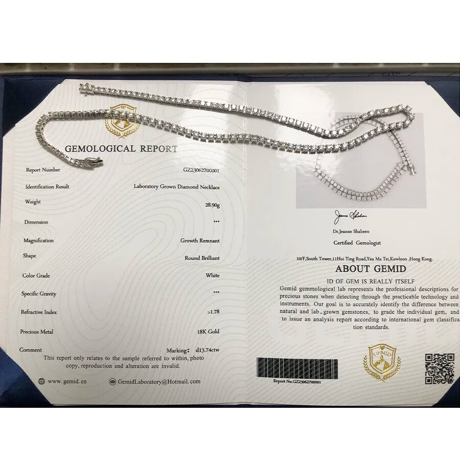 Round Cut Diamond Tennis Necklace, Lab Grown Diamond Necklace, Unisex Tennis Necklace, 0.1 CT each Round Diamond Necklace, Gift