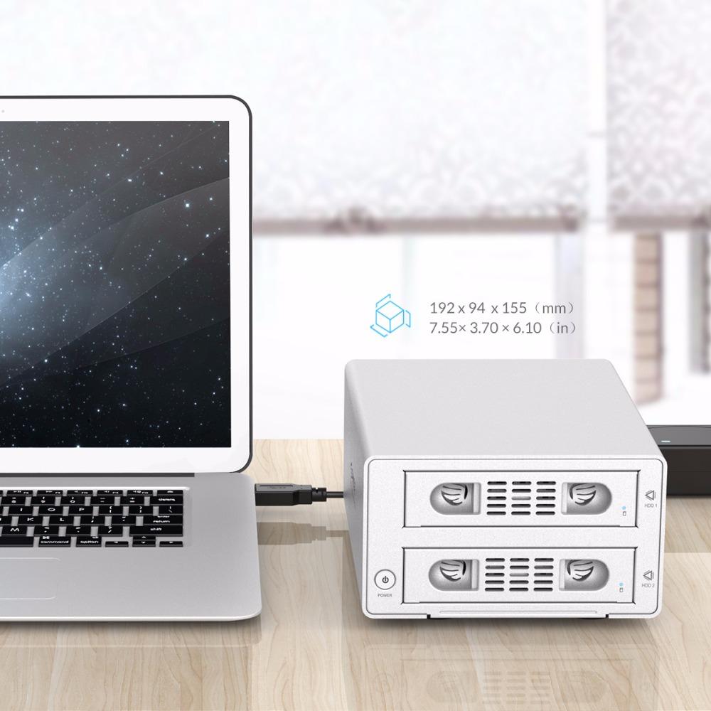 ORICO 3.5 2bay HDD Case box 16 TB Aluminum SATA2.0 USB 3.0 & eSATA HDD External Docking Station box RAID Function HDD Enclosure - KAISERINC