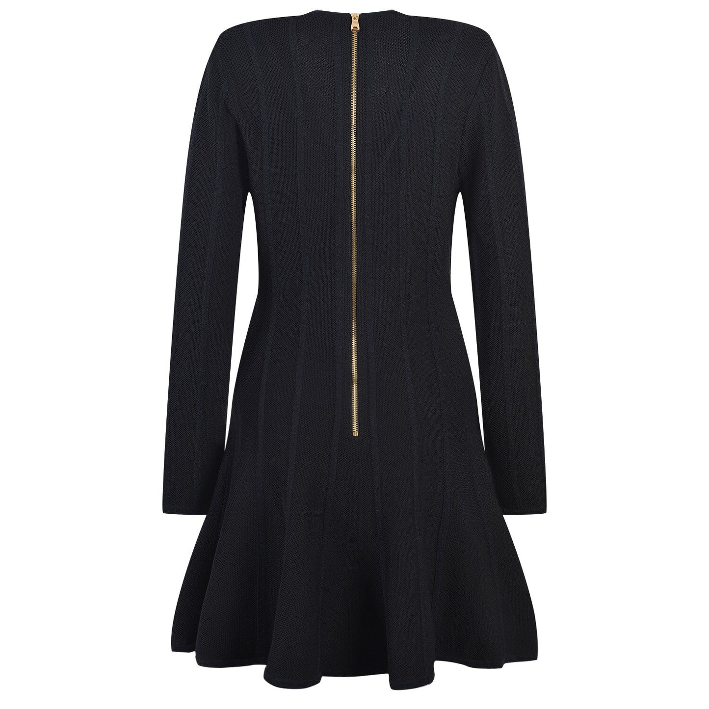 Euorpean Stylish Women Luxury Design V-neck Long Slevee Fall Lady Knit A-line Dress - KAISERINC