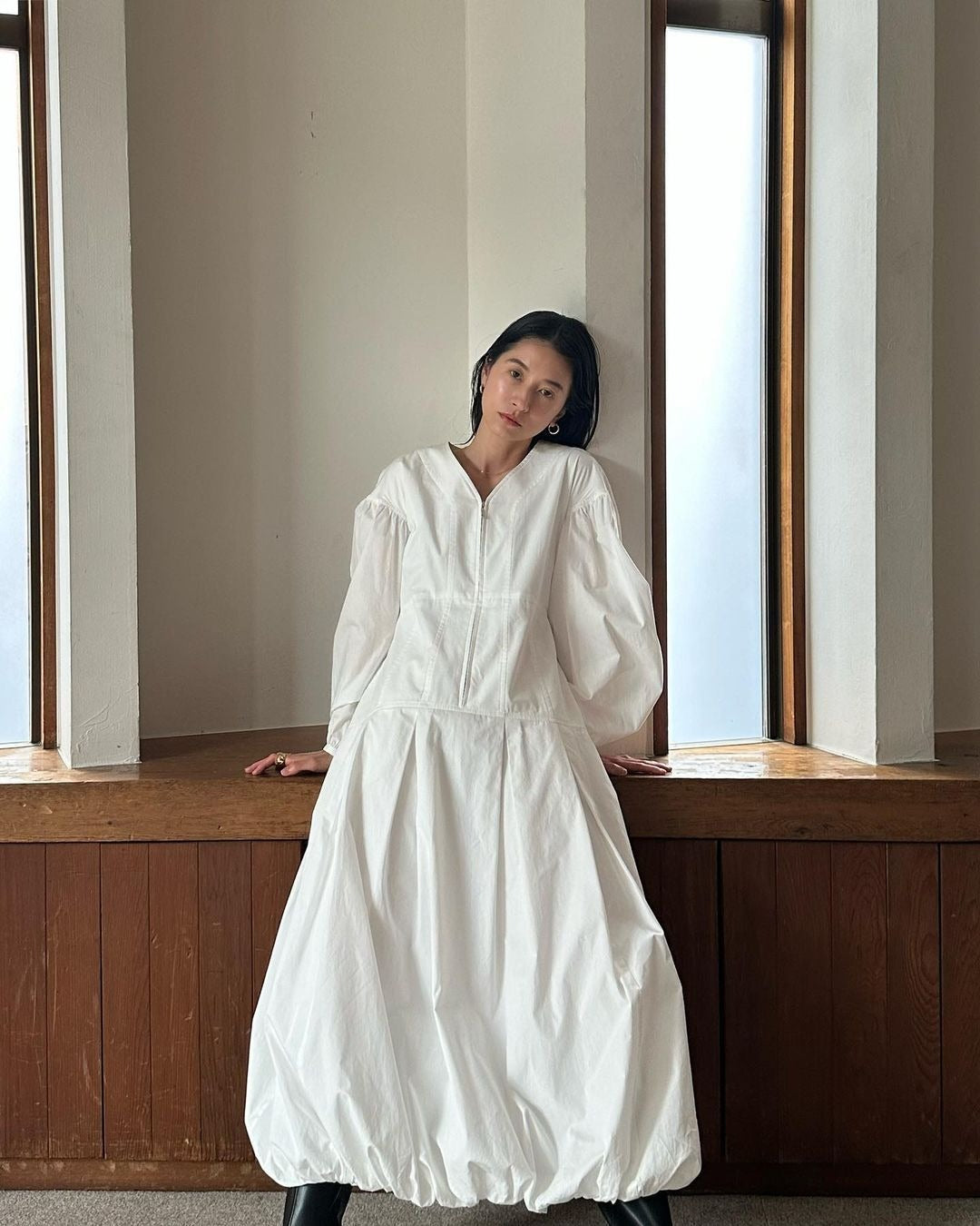 V  Neck Lantern Long Sleeve Dresses Women - KAISERINC