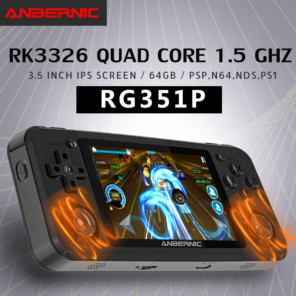 RG351P ANBERNIC  Retro Game PS1 RK3326 64G Open Source System 3.5 inch IPS Screen Portable Handheld Game Console RG351gift 2400 - KAISERINC