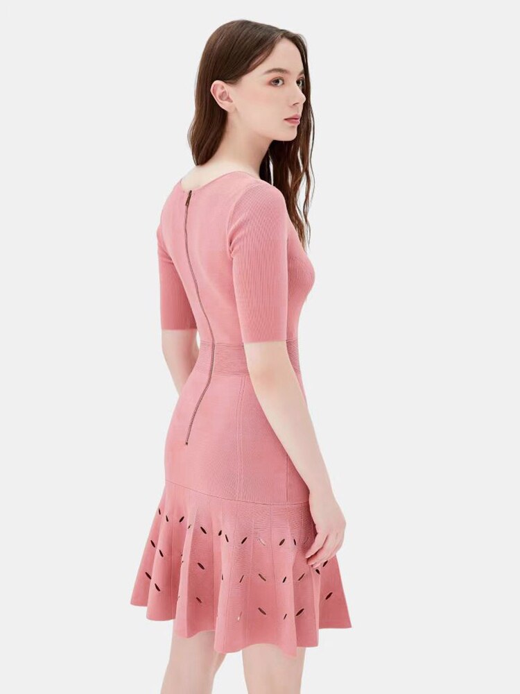 Elegant Dress For Women Summer New High Waist A-Line Bandage Dress Solid Classic Sweet Dress - KAISERINC