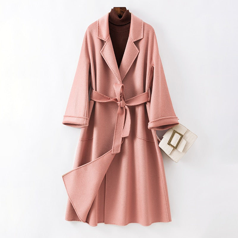 Hwitex Women Long coat Wool Fur Jackets LadiesTrench coats Wool blends Cashmere Woolen Jacket - KAISERINC