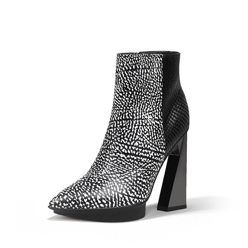 Women Boots Genuine Leather Pointed Toe 11cm High Heels Brand Designer Women Shoes - KAISERINC