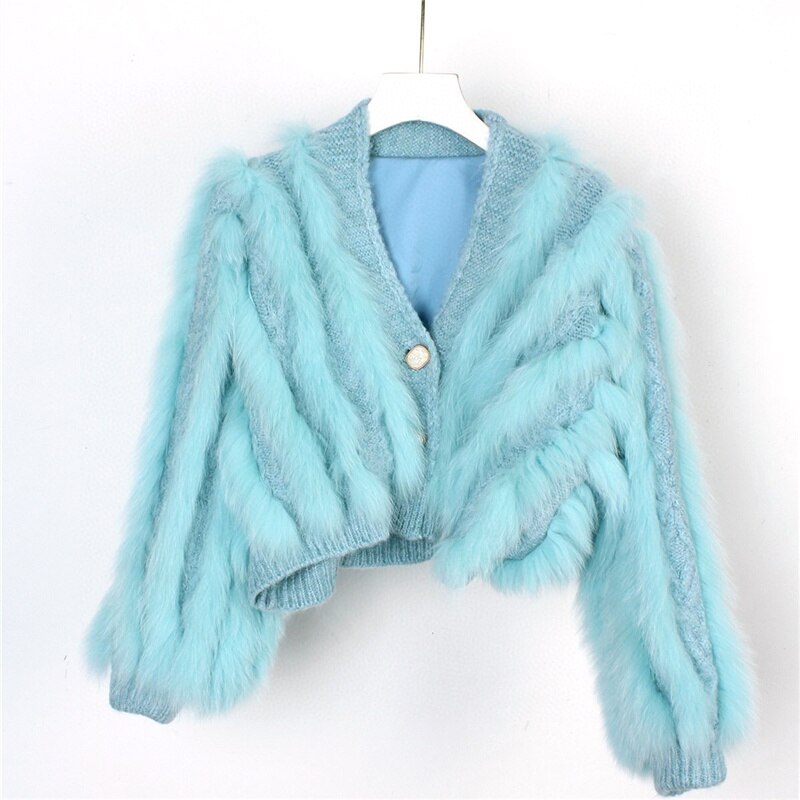 Winter New Fox Car Strip Sweater Women's Ultra-Short Cardigan Waistcoat Light Luxury - KAISERINC