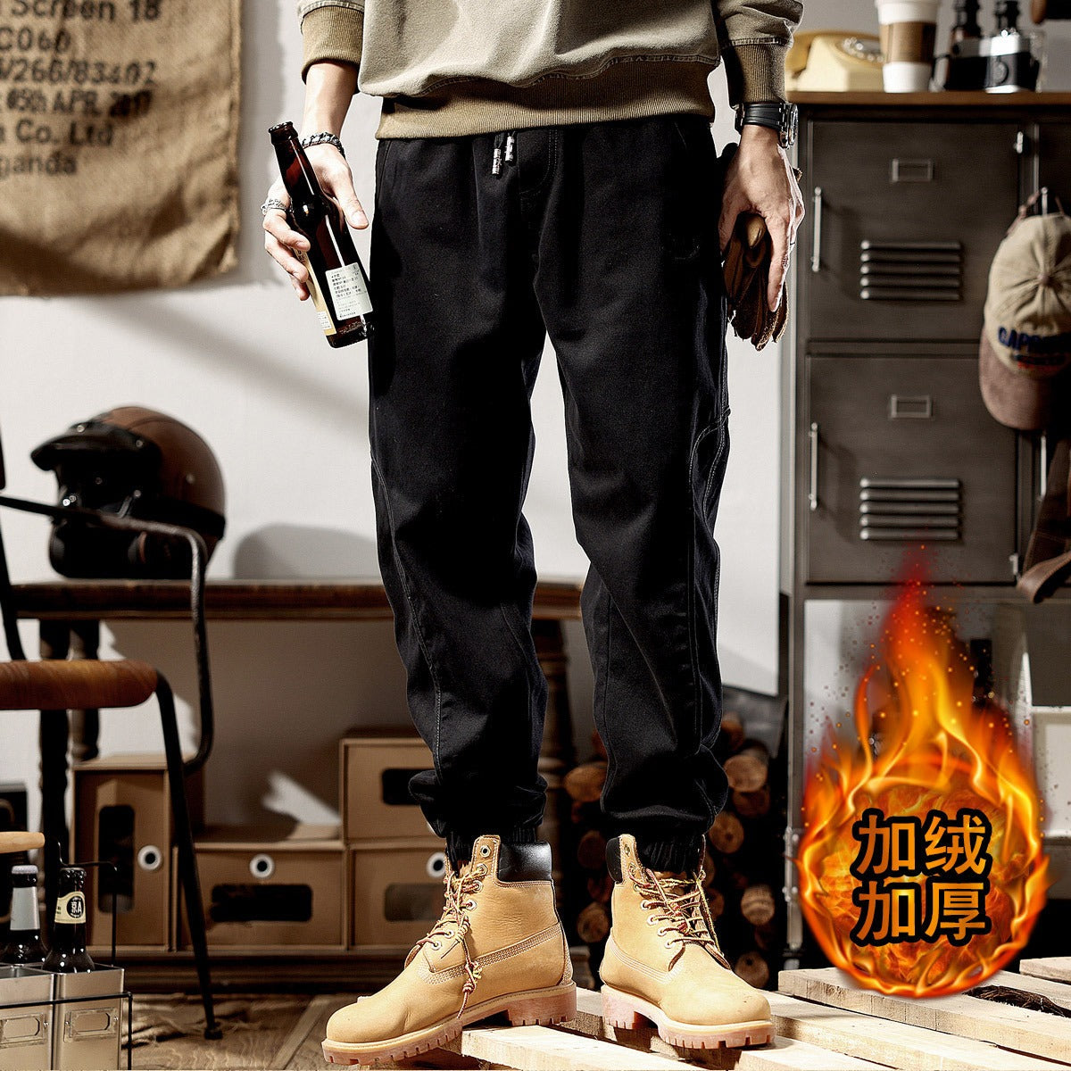 Autumn New American High end Work Suit Pants Men's Amikaki Loose Straight Leg Strap Wide Leg Men's Casual Pants