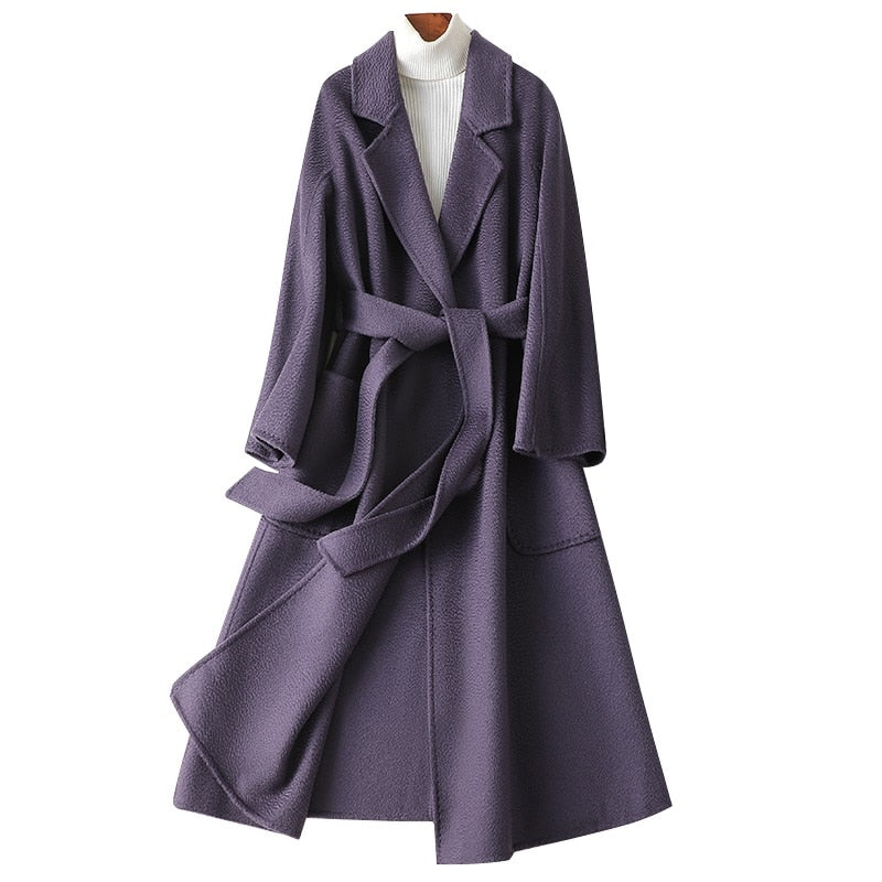 Hwitex Women Long coat Wool Fur Jackets LadiesTrench coats Wool blends Cashmere Woolen Jacket - KAISERINC