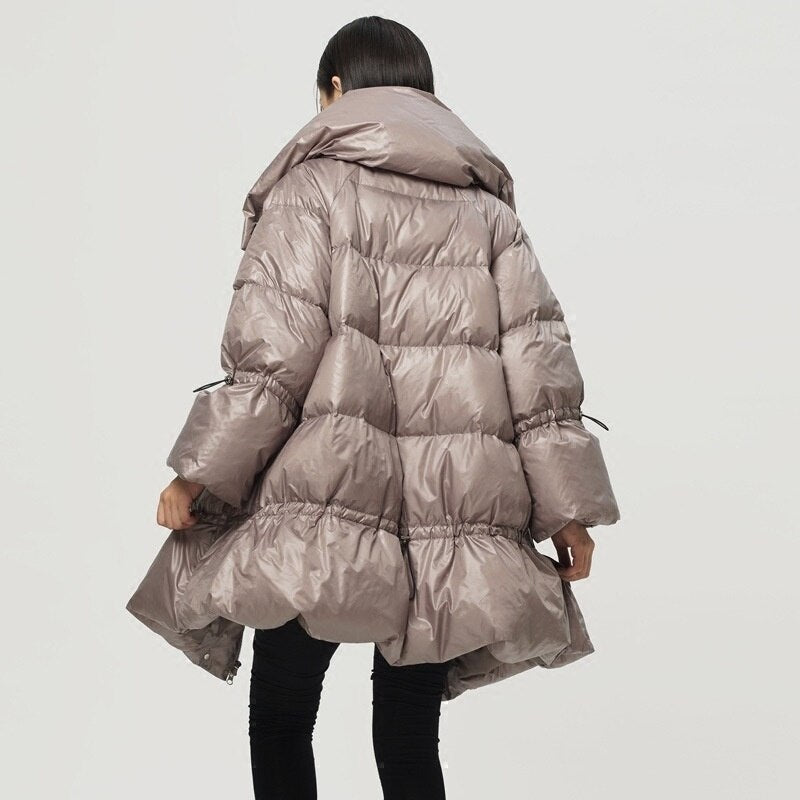 Stand Collar Long Sleeve Solid Color Loose Parkas Fashion Streetwear Coats For Women Winter Warm Clothing - KAISERINC