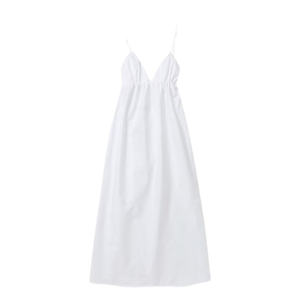 Summer Dress Women   New Fashion Elegant Suspender Backless Holiday Street V-neck Dress Youth Chic Elastic Waist Party Dress - KAISERINC