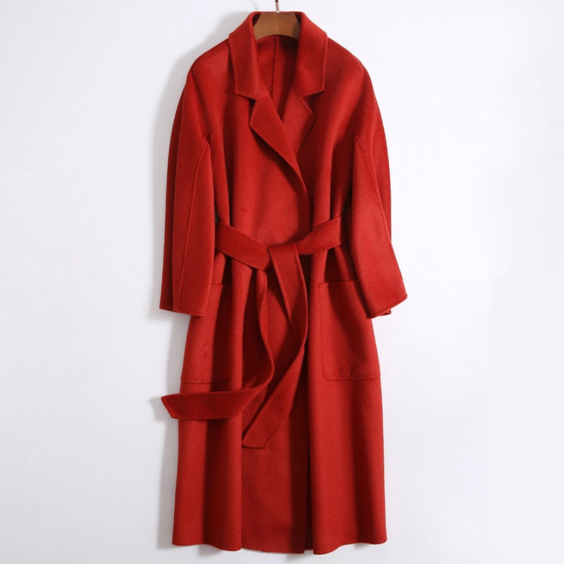 Hwitex Women Long coat Wool Fur Jackets LadiesTrench coats Wool blends Cashmere Woolen Jacket - KAISERINC