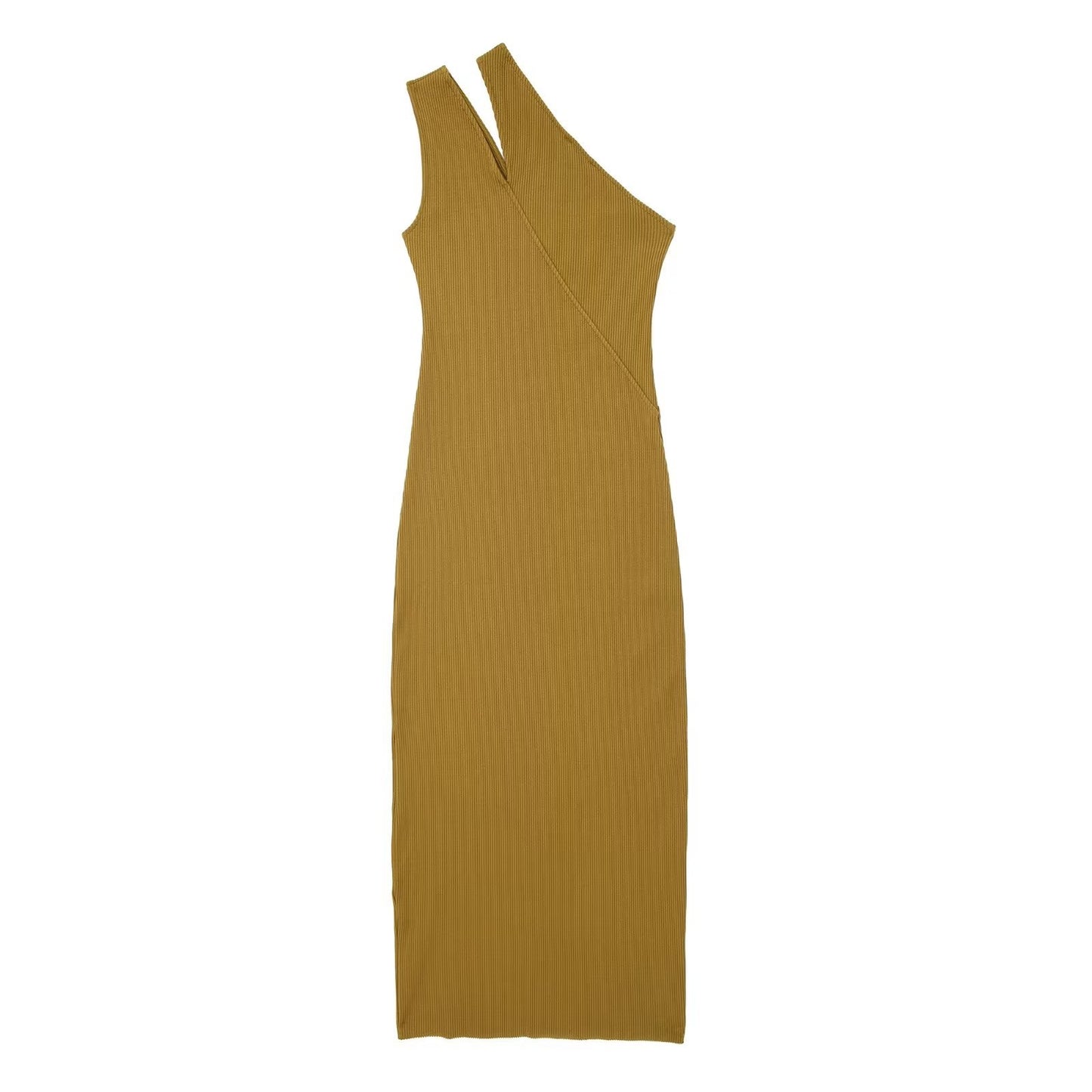 Boho Beach Knitted Women Asymmetric Halter Dress Slim Loose Robe Sleeveless Female Midi Long Dresses - KAISERINC