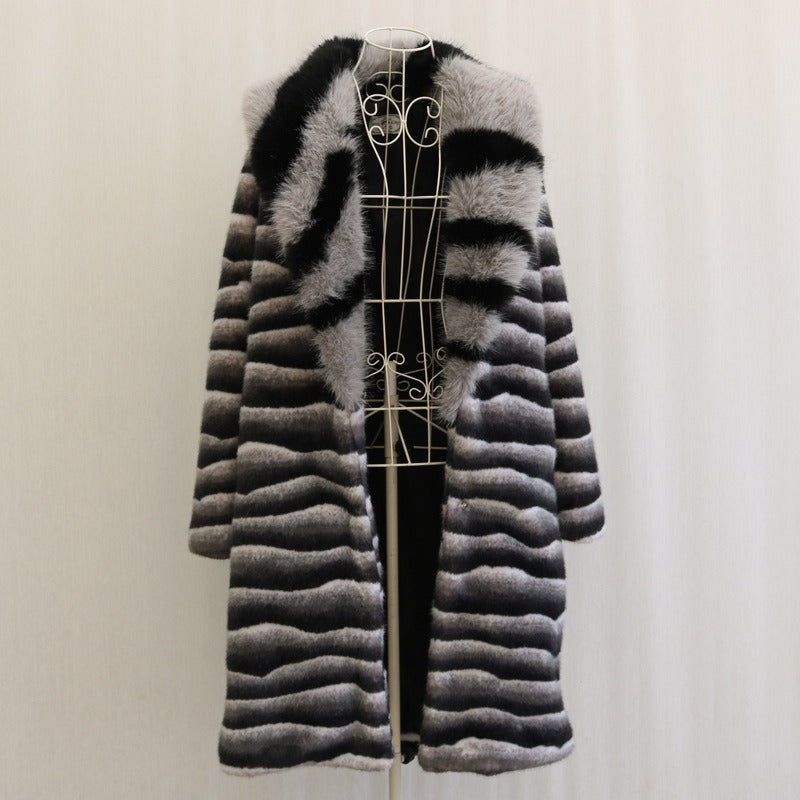 Warm Faux Fur Coat Men Mid-length Thick Fur Coat Plus Size Fur Collar Designer Men's Clothing - KAISERINC
