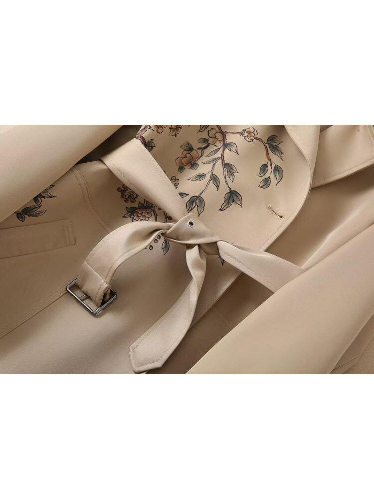 Runway Fashion Women Trench High Quality Autumn Winter Single-Breasted Flower Print Elegant Long Praty Holiday - KAISERINC