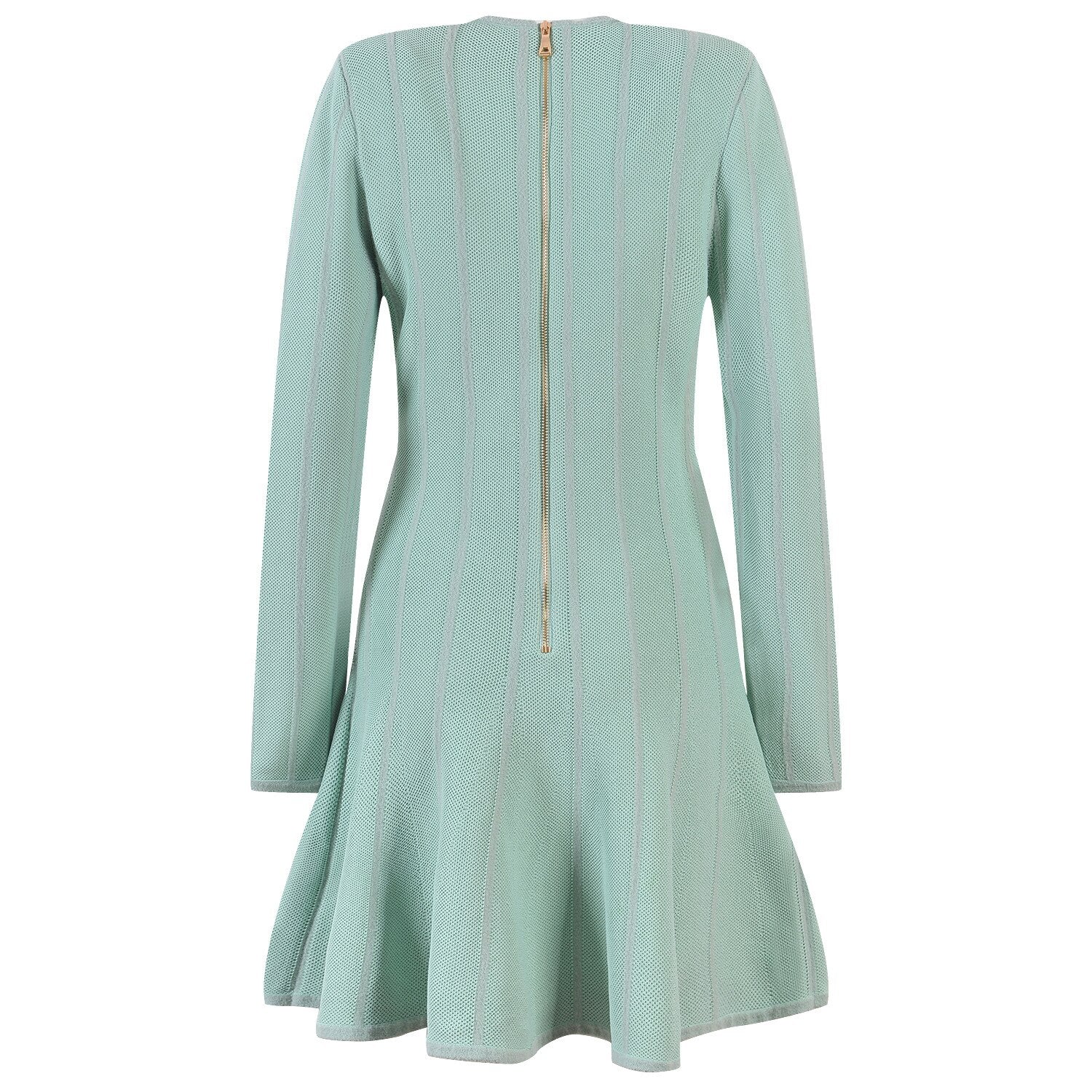 Euorpean Stylish Women Luxury Design V-neck Long Slevee Fall Lady Knit A-line Dress - KAISERINC