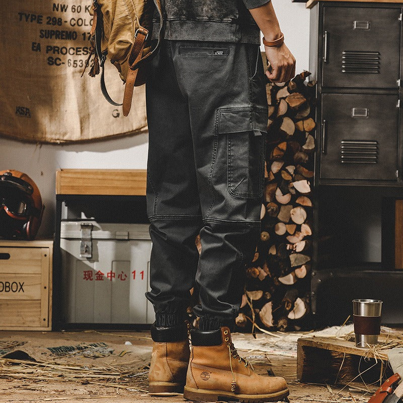 American heavy weight retro work pants for men's autumn and winter loose fitting straight tube casual pants for men's autumn leggings - KAISERINC