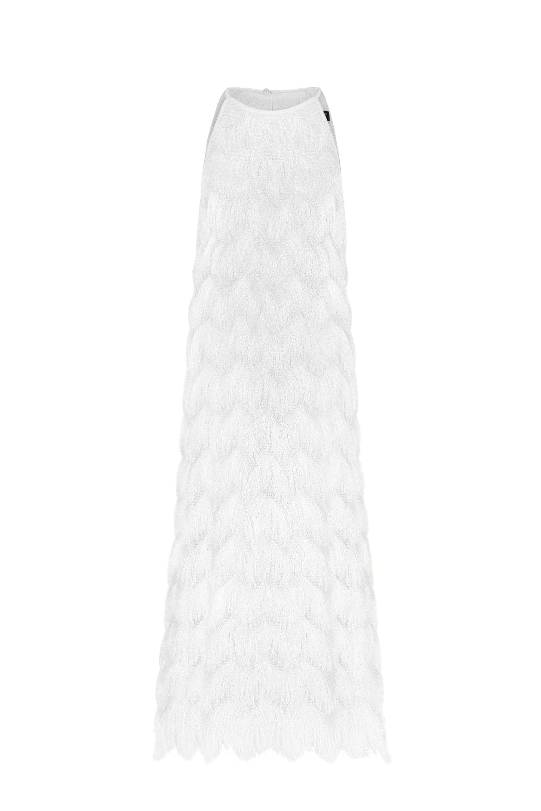 European Summer New Temperament Niche Design Sense High-end Sleeveless Round Neck White Fringed Dresses Women Fashion Streetwear - KAISERINC