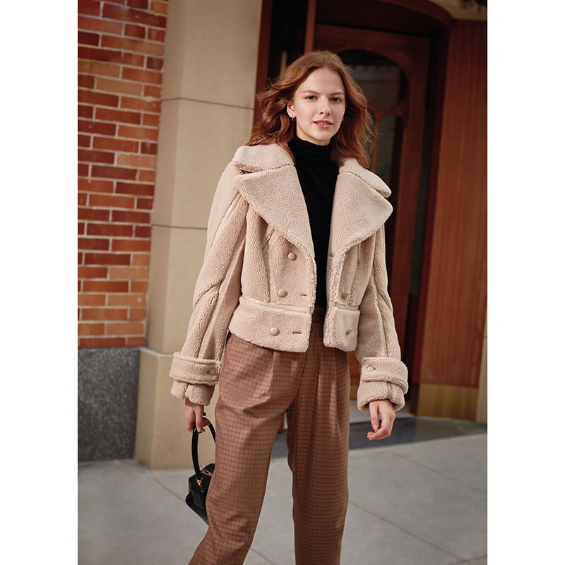 Lapel Warm Locomotive Fur One-Piece Lamb Wool Coat In Winter - KAISERINC