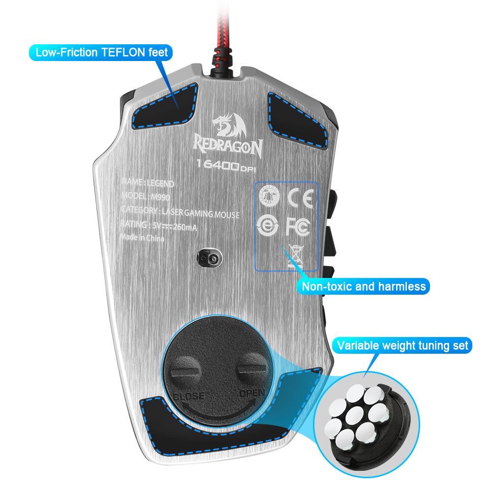 Redragon USB Gaming Mouse 16400 DPI 24 buttons ergonomic design for desktop computer accessories programmable  gamer lol PC - KAISERINC