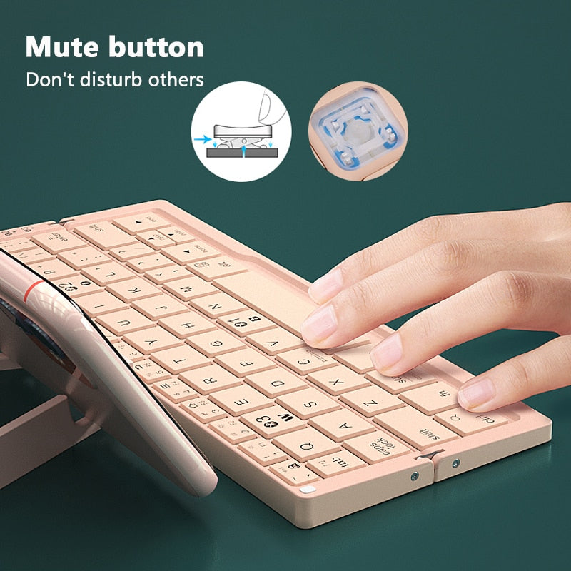 Mini Folding Keyboard Wireless Bluetooth-compatible Keyboard Foldable Keypad For Laptop Windows Android Tablet ipad Phone - KAISERINC