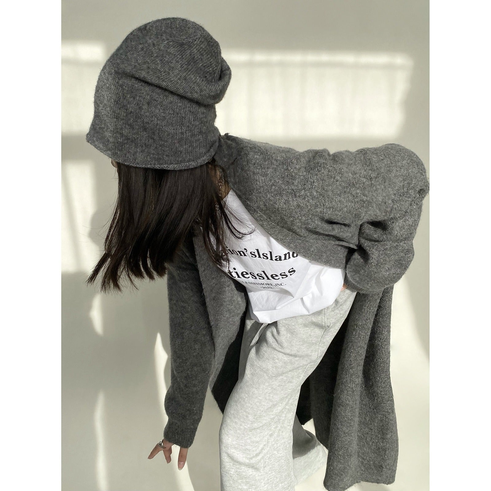 Solid Minimalist Sweaters For Women V Neck Long Sleeve Patchwork Button Casual Loose Knitting Sweater Female - KAISERINC