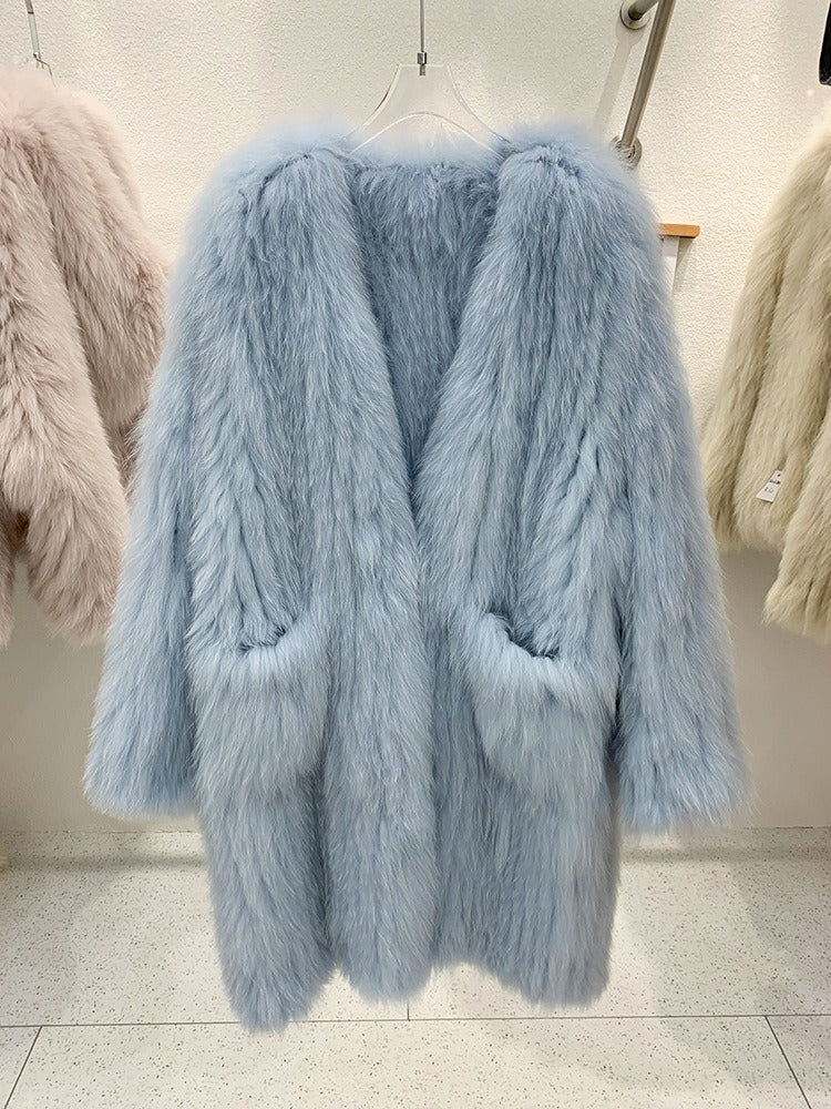 Fox Fur Knited Coat Women Winter High Quality Luxury Fur Jacket - KAISERINC