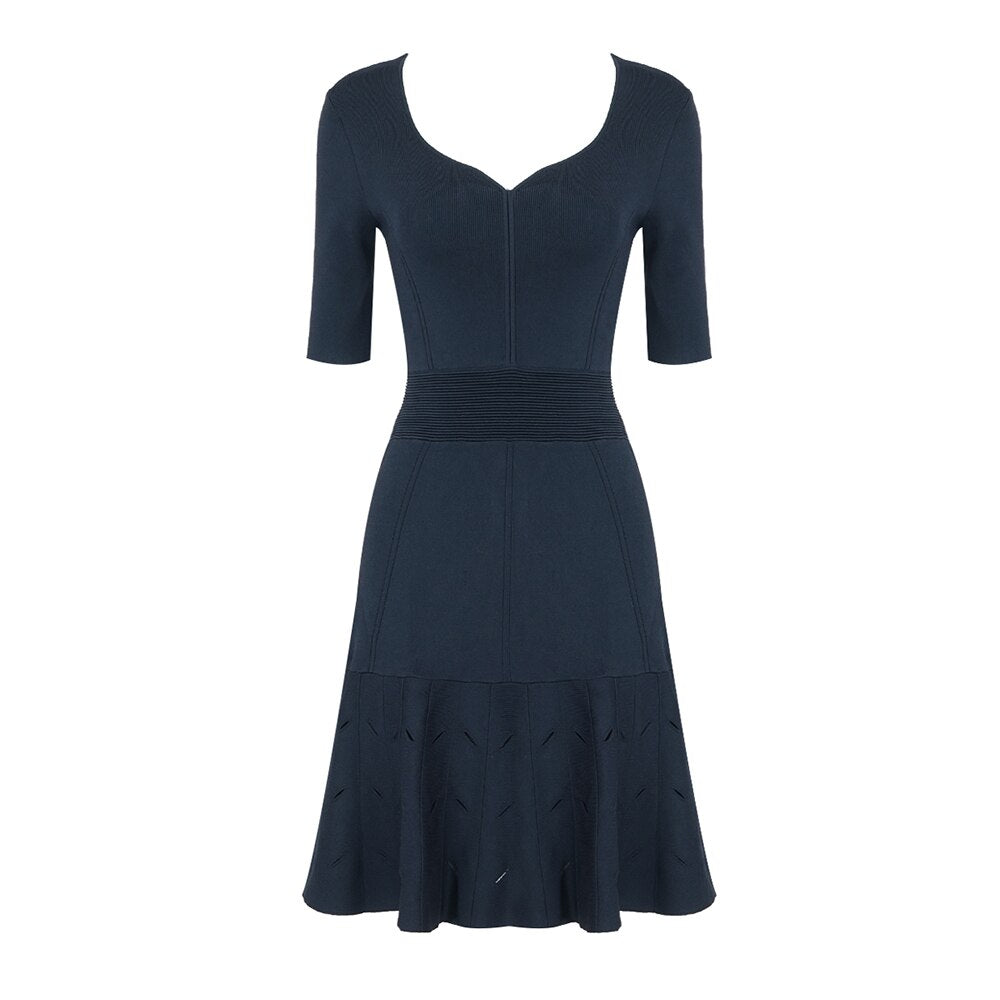 Elegant Dress For Women Summer New High Waist A-Line Bandage Dress Solid Classic Sweet Dress - KAISERINC