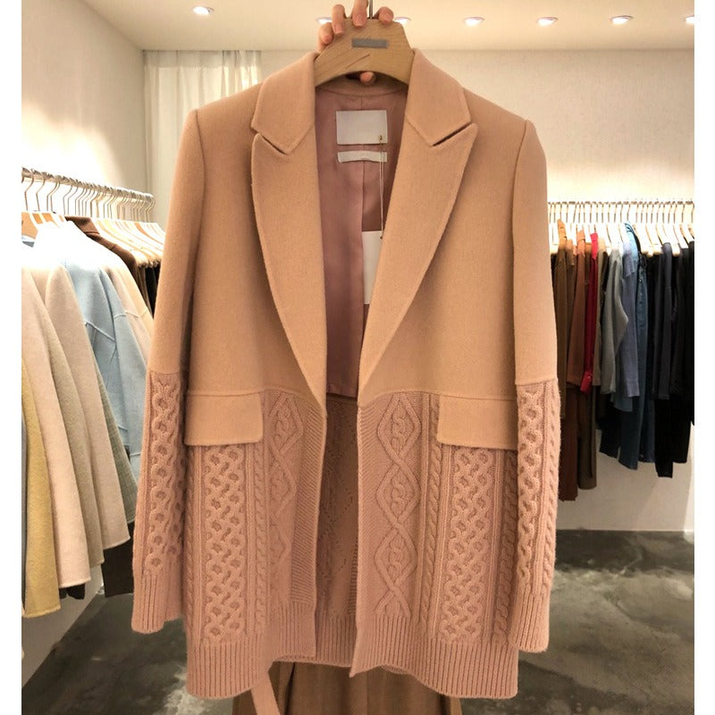 Blazers For Women Notched Collar Long Sleeve Patchwork Lace Up Autumn Blazer Female - KAISERINC