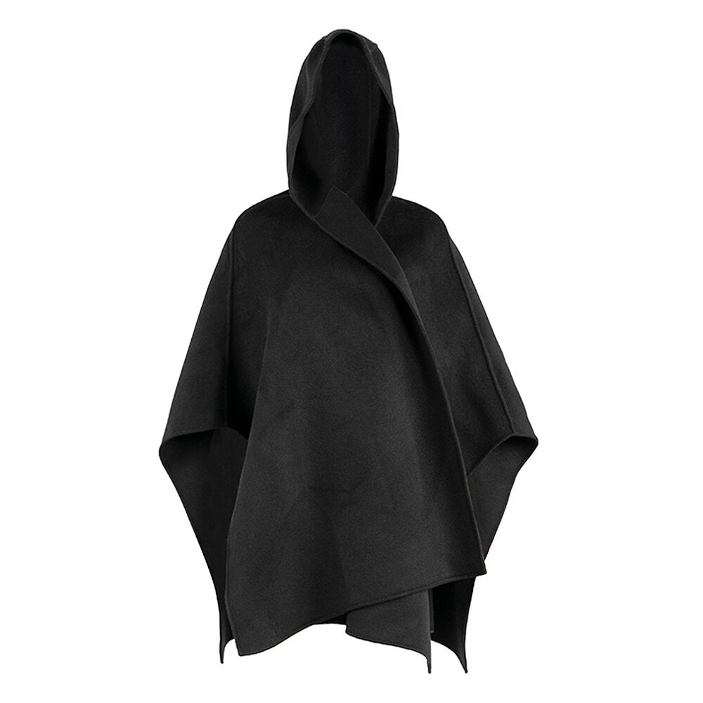 Original Customized Design Sense Woolen Poncho Coat For Street Photography New Hooded Short Coat For Women In Autumn And Winter - KAISERINC