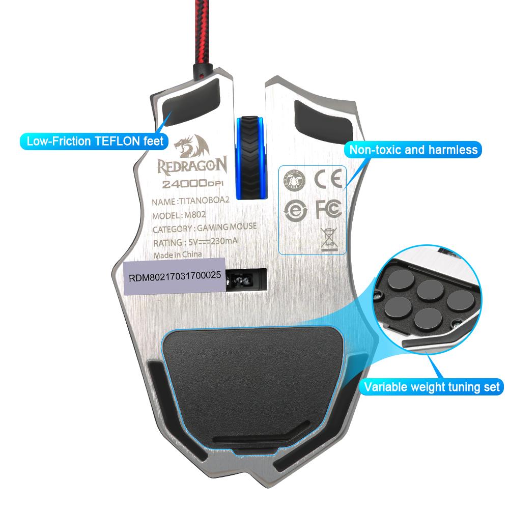 Redragon Gaming Mouse PC 24000 DPI 9 programmble buttons ergonomic design high-speed USB Wired for Desktop - KAISERINC