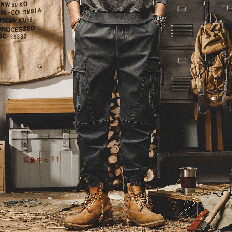 American heavy weight retro work pants for men's autumn and winter loose fitting straight tube casual pants for men's autumn leggings - KAISERINC