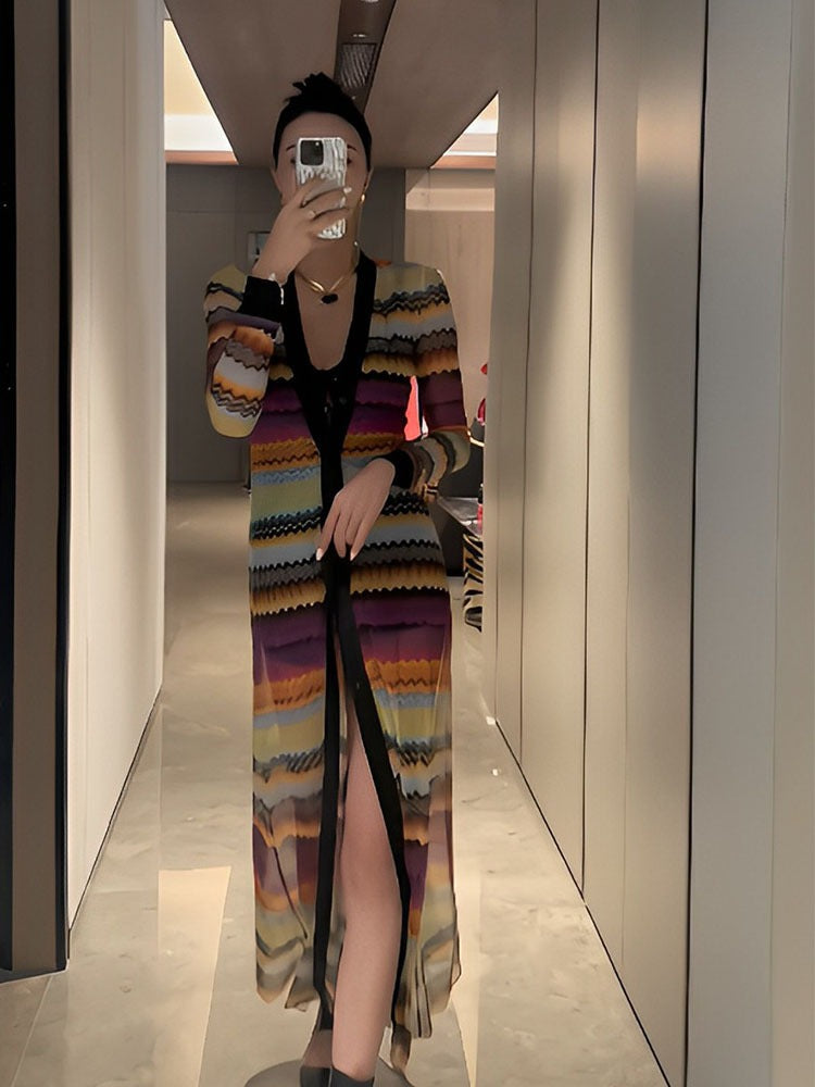 Colored Stripes Sunscreen Coat Fashion Women's Coats and Jackets Women - KAISERINC