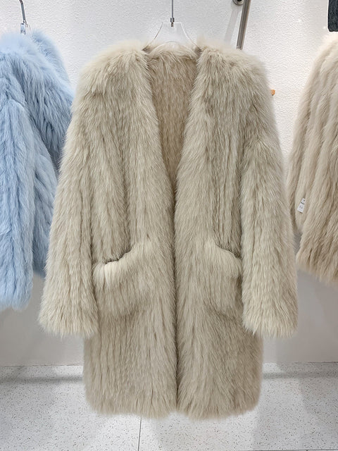Fox Fur Knited Coat Women Winter High Quality Luxury Fur Jacket - KAISERINC