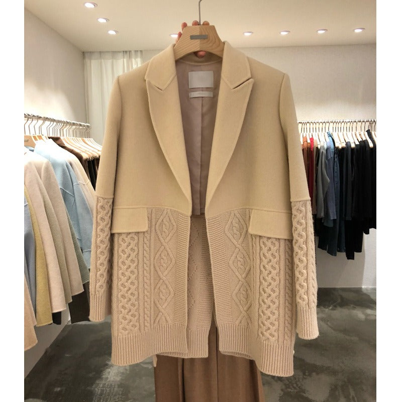 Blazers For Women Notched Collar Long Sleeve Patchwork Lace Up Autumn Blazer Female - KAISERINC