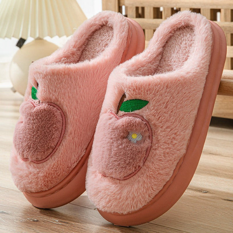 Women winter cotton slippers with heel can be worn outside to keep warm and velvet indoor home thick sole waterproof - KAISERINC