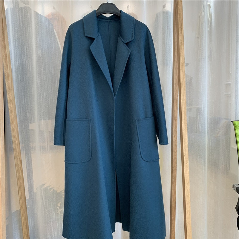 Hwitex Women Long coat Wool Fur Jackets LadiesTrench coats Wool blends Cashmere Woolen Jacket - KAISERINC