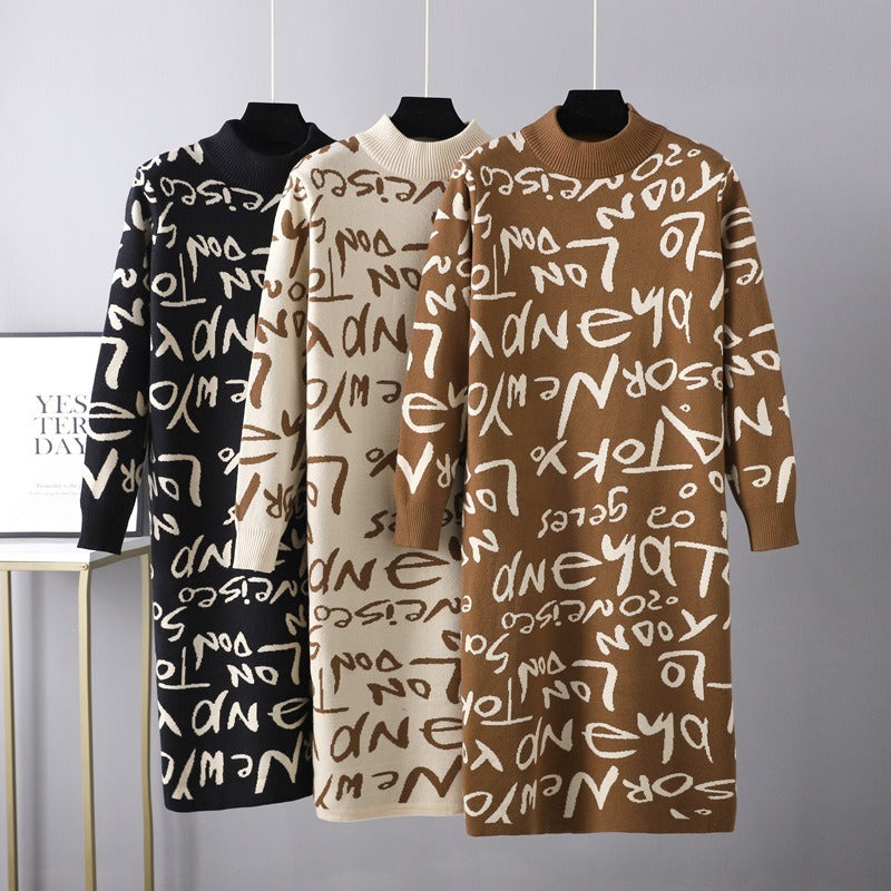 Straight Sweater Dress Warm Chic Basic Knit Dress - KAISERINC