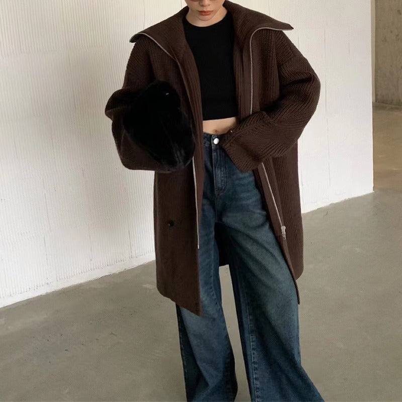 Sweater Dress Women  Fashion New Zipper Design Knitted Clothes Female - KAISERINC