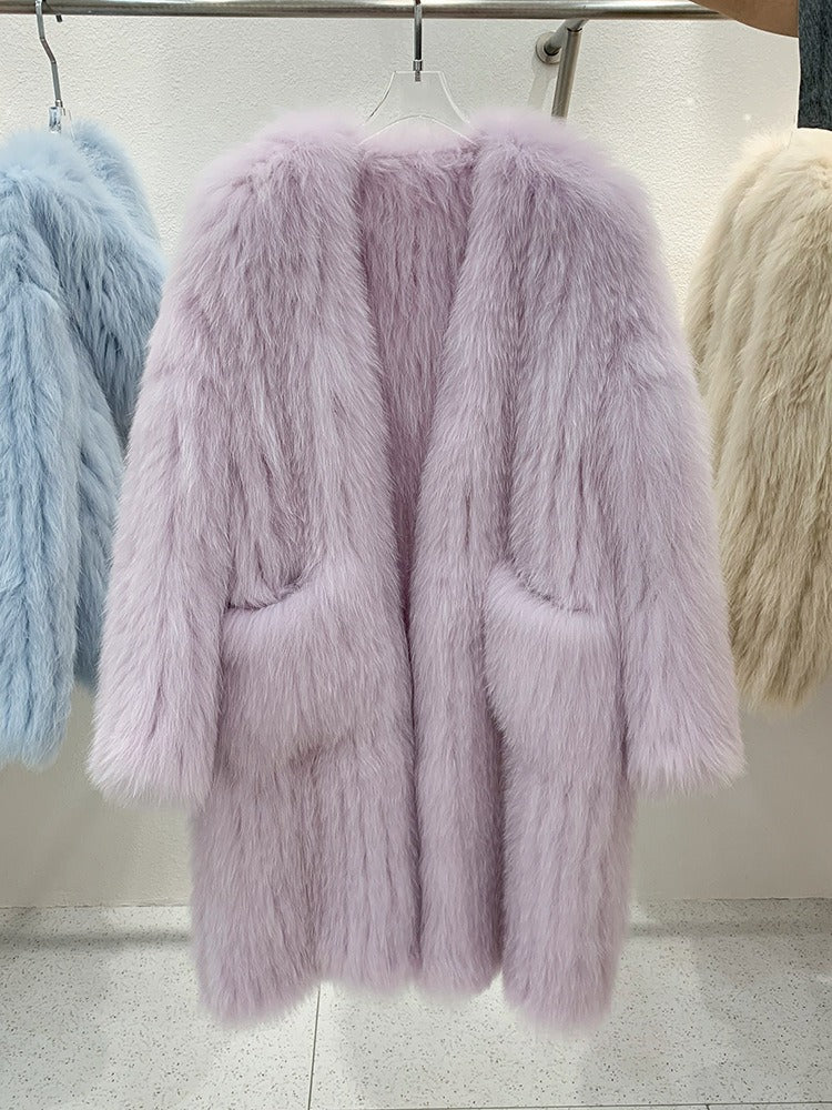 Fox Fur Knited Coat Women Winter High Quality Luxury Fur Jacket - KAISERINC