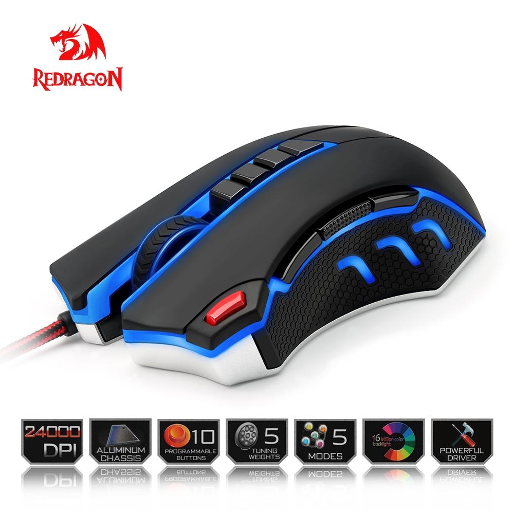 Redragon Gaming Mouse PC 24000 DPI 9 programmble buttons ergonomic design high-speed USB Wired for Desktop - KAISERINC