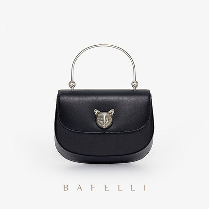 Popular Bag Women New Handbag Leather Niche Light Luxury Cat Head Single Shoulder Saddle Bag