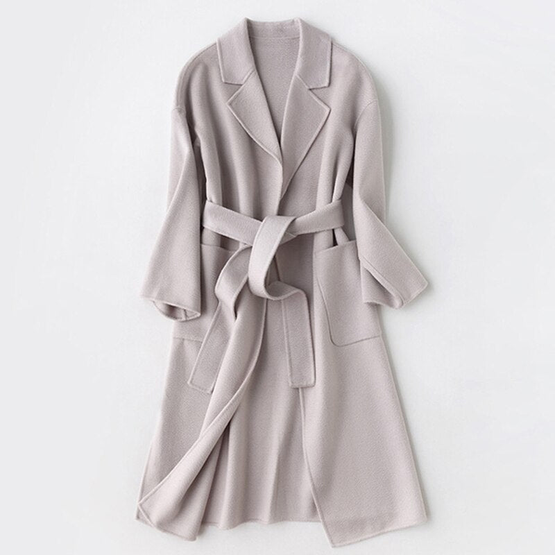 Hwitex Women Long coat Wool Fur Jackets LadiesTrench coats Wool blends Cashmere Woolen Jacket - KAISERINC